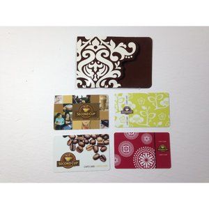 Lot of 4 NO VALUE Second Cup Cafe Gift Cards $0 Balance collectible + holder